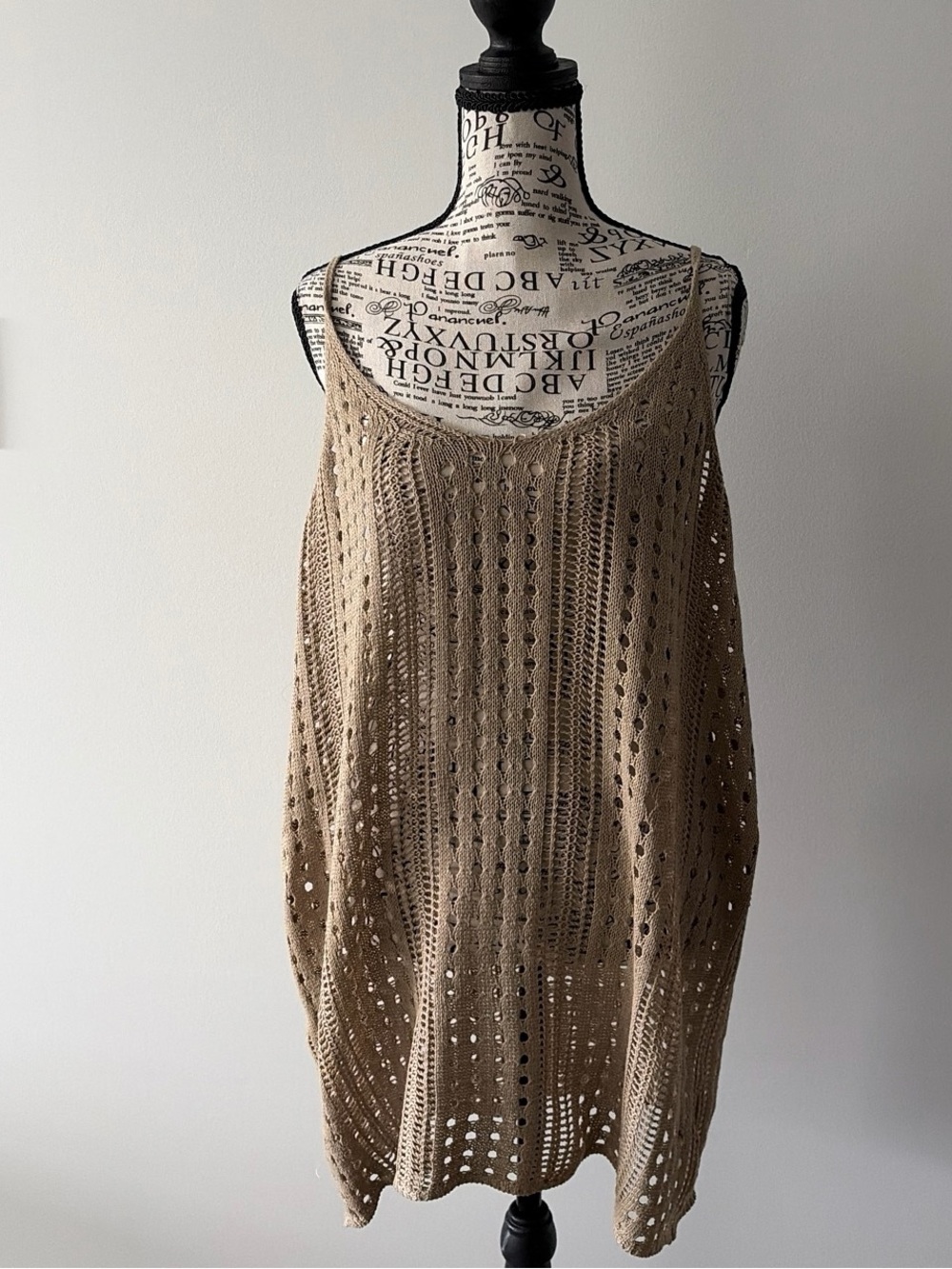Women’s Crochet Swim Cover-Up Tunic in Beige
